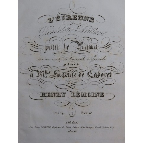 LEMOINE Henry L'Étrenne Piano ca1830