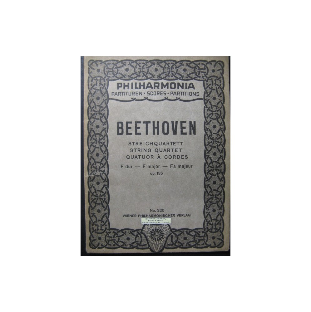 BEETHOVEN Quartett op 135 No 16 Violon Alto Violoncelle