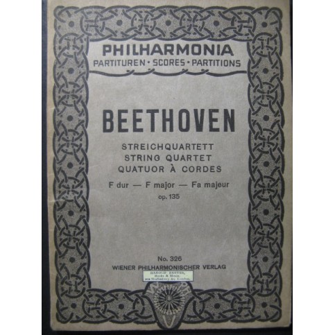 BEETHOVEN Quartett op 135 No 16 Violon Alto Violoncelle