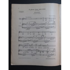 DELIUS Frederik Drei Lieder Paul Verlaine Chant Piano 1910