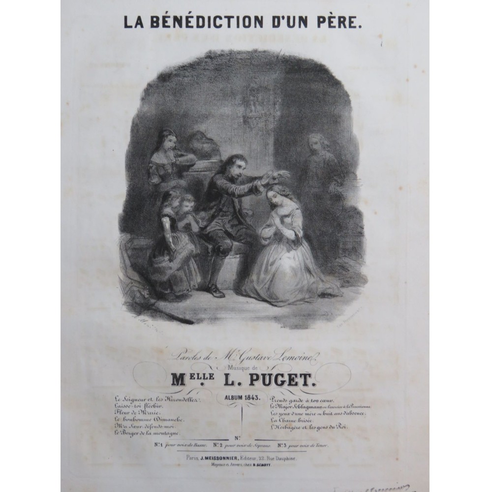 PUGET Loïsa La Bénédiction d'un Père Chant Piano 1843