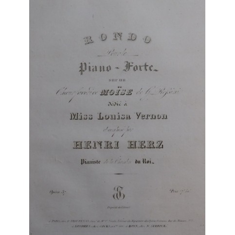 HERZ Henri Rondo sur Moïse Rossini op 37 Piano ca1828