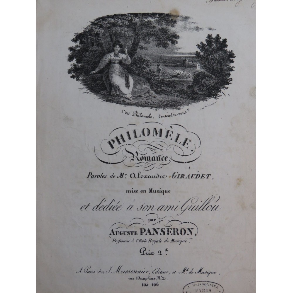 PANSERON Auguste Philomèle Chant Piano ca1830