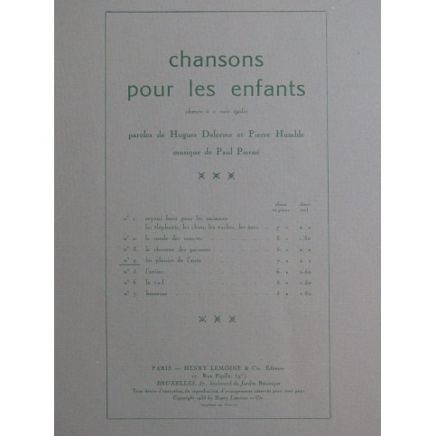 PIERNÉ Paul Les Plaisirs de l'Auto Chant Piano 1933