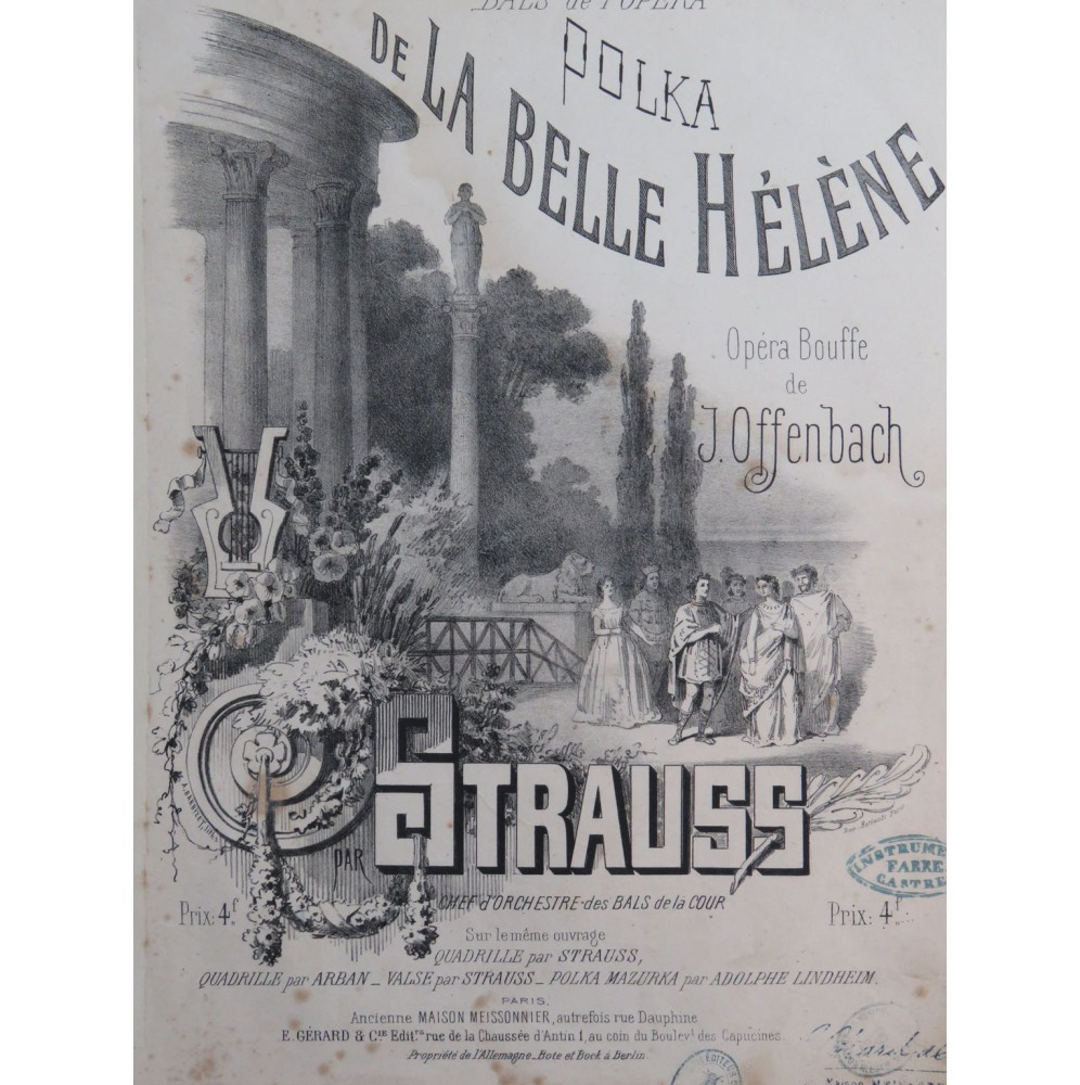 STRAUSS Polka de la Belle Hélène J. Offenbach Piano 1865