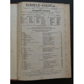 LECOCQ Charles Giroflé Girofla Opéra Chant Piano 1874