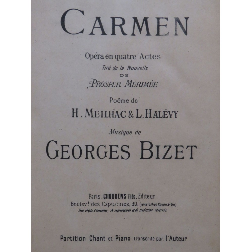 BIZET Georges Carmen Chant Piano Opéra 1927
