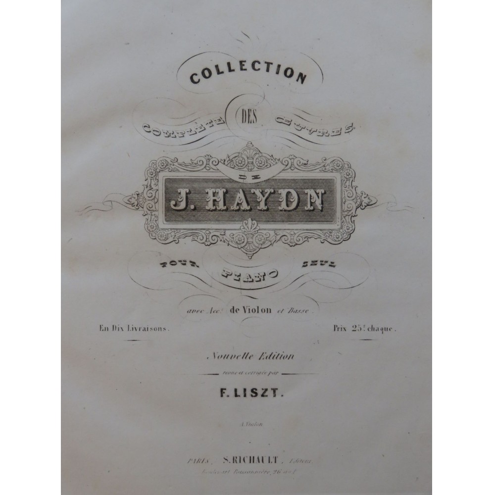 HAYDN Joseph Huit Sonates pour le Piano ca1860