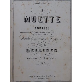 AUBER D. F. E. La Muette de Portici Opéra Piano Chant ca1850
