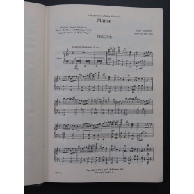 MASSENET Jules Manon Opéra Anglais Français Chant Piano 1940