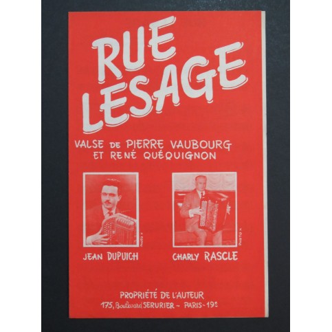 Rue Lesage Pierre Vaubourg René Quéquignon Accordéon 1966