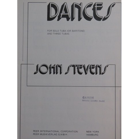 STEVENS John Dances pour Tuba solo et 3 Tubas 1978