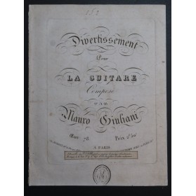 GIULIANI Mauro Divertissement op 78 Guitare ca1825