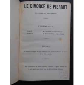 RAVERA N.-T. Le Divorce de Pierrot Opéra Chant Piano