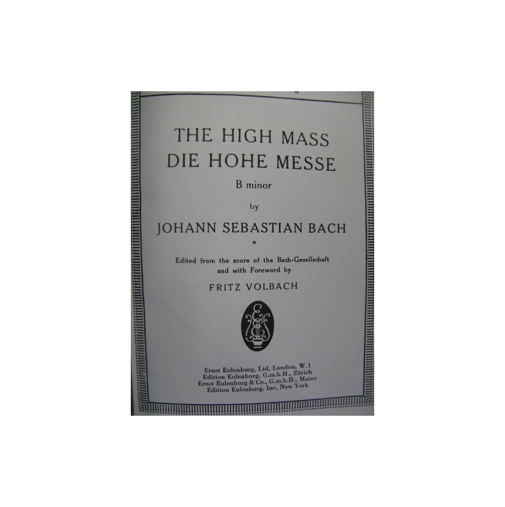 BACH J. S. Messe B minor Chant Orchestre