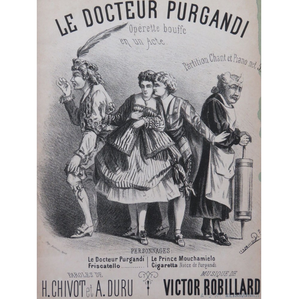 ROBILLARD Victor Le Docteur Purgandi Opérette Chant Piano ca1869