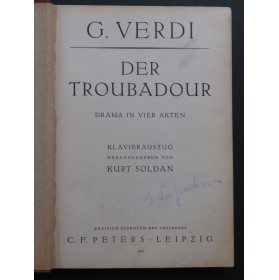 VERDI Giuseppe Der Troubadour Opera Chant Piano