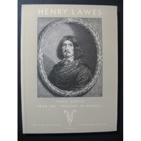 LAWES Henry Three Songs from The Trasury of Musick Chant Piano
