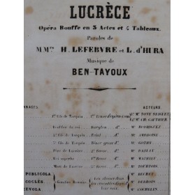 BEN-TAYOUX Lucrèce Opéra Chant Piano ca1870