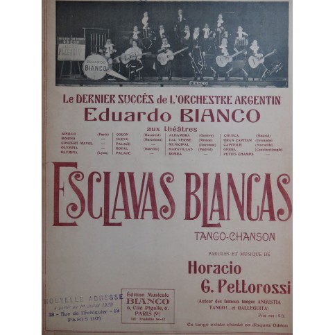 PETTOROSSI Horacio G. Esclavas Blancas Piano ou Chant Piano ca1925