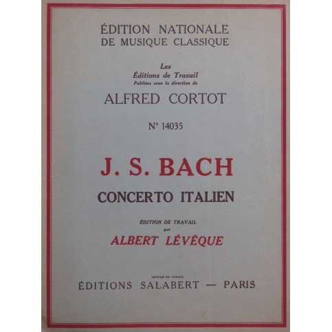 BACH J. S. Concerto Italien Albert Lévêque Piano 1944