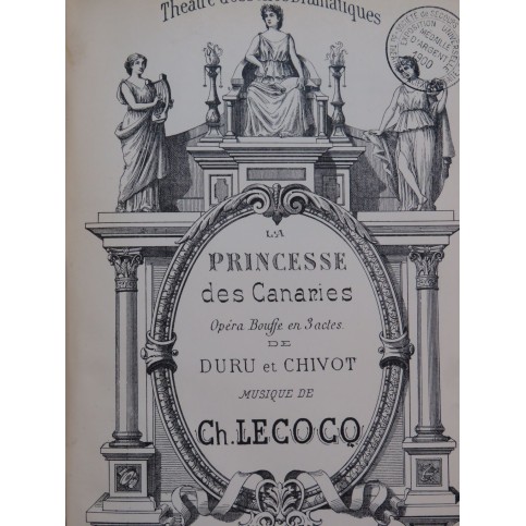 LECOCQ Charles La Princesse des Canaries Opéra Chant Piano 1883