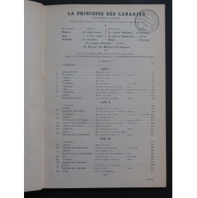 LECOCQ Charles La Princesse des Canaries Opéra Chant Piano 1883