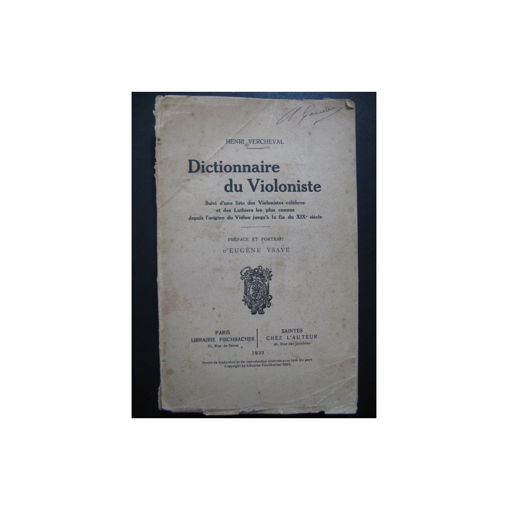 Dictionnaire du Violoniste Henri Vercheval