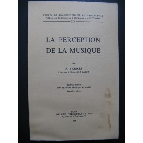 FRANCÈS R. La Perception de la Musique 1984
