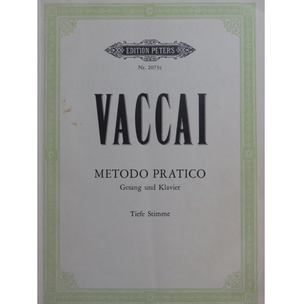 VACCAI Nicola Metodo Pratico di Canto Italiano Chant Piano