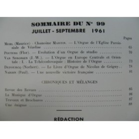 L'Orgue Revue Trimestrielle No 99 1961