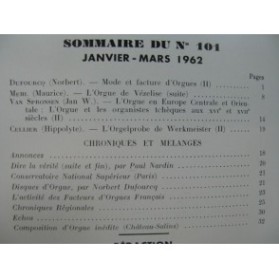 L'Orgue Revue Trimestrielle No 101 1962