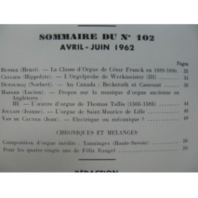 L'Orgue Revue Trimestrielle No 102 1962