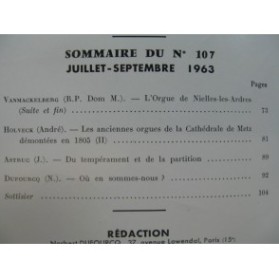 L'Orgue Revue Trimestrielle No 107 1963