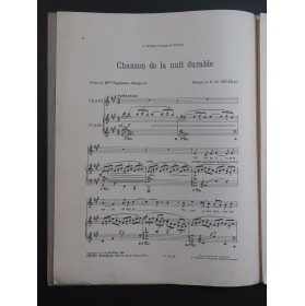DE SÉVÉRAC Déodat Chanson de la nuit durable Piano Chant 1911