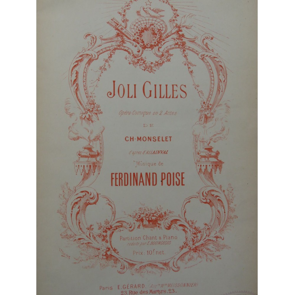 POISE Ferdinand Joli Gilles Opéra Chant Piano 1885