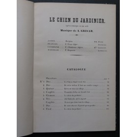 GRISAR Albert Le Chien du Jardinier Opéra Piano Chant ca1855