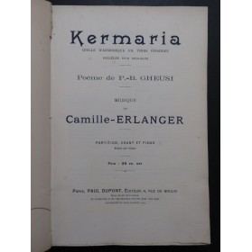 ERLANGER Camille Kermaria Idylle d'Armorique Piano Chant 1897