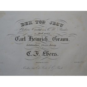 GRAUN Carl Heinrich Der Tod Jesu Cantate Chant Piano ca1835