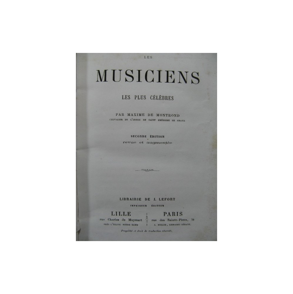 DE MONTROND Maxime Les Musiciens les plus célèbres 1867