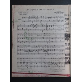 SCOTTO Vincent et MÉLÉ Fred Bonjour Philippine Chant Piano 1928
