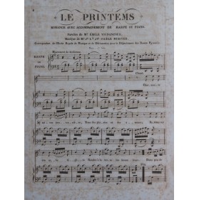 MEISNER Jean Louis Joseph Fidèle Le Printemps Chant Piano ou Harpe ca1820