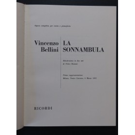 BELLINI Vincenzo La Sonnambula Opéra Chant Piano 1978
