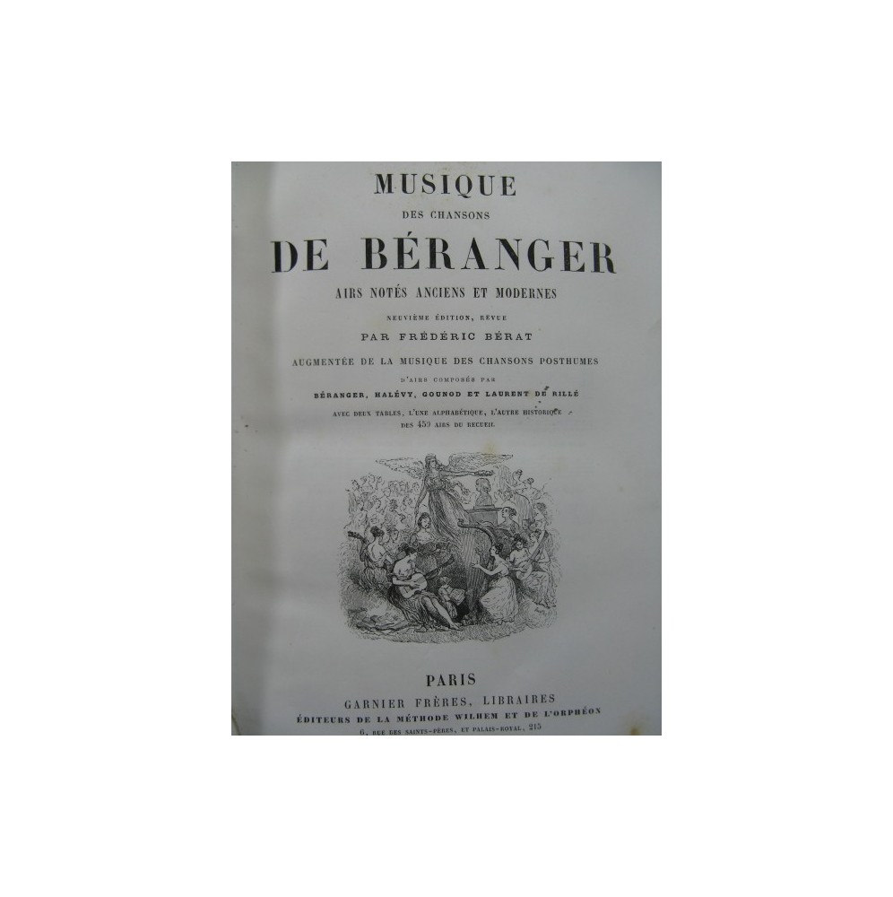 BÉRANGER Musique des Chansons de Béranger Airs Chant 1868