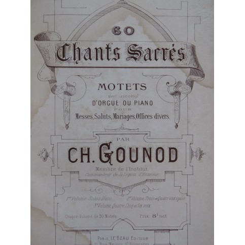 GOUNOD Charles 20 Chants Sacrés 2e Volume Chant Orgue ou Piano XIXe
