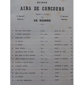 GOUNOD Charles Quinze Airs de Concours Soprano Dédicace Chant Piano ca1878