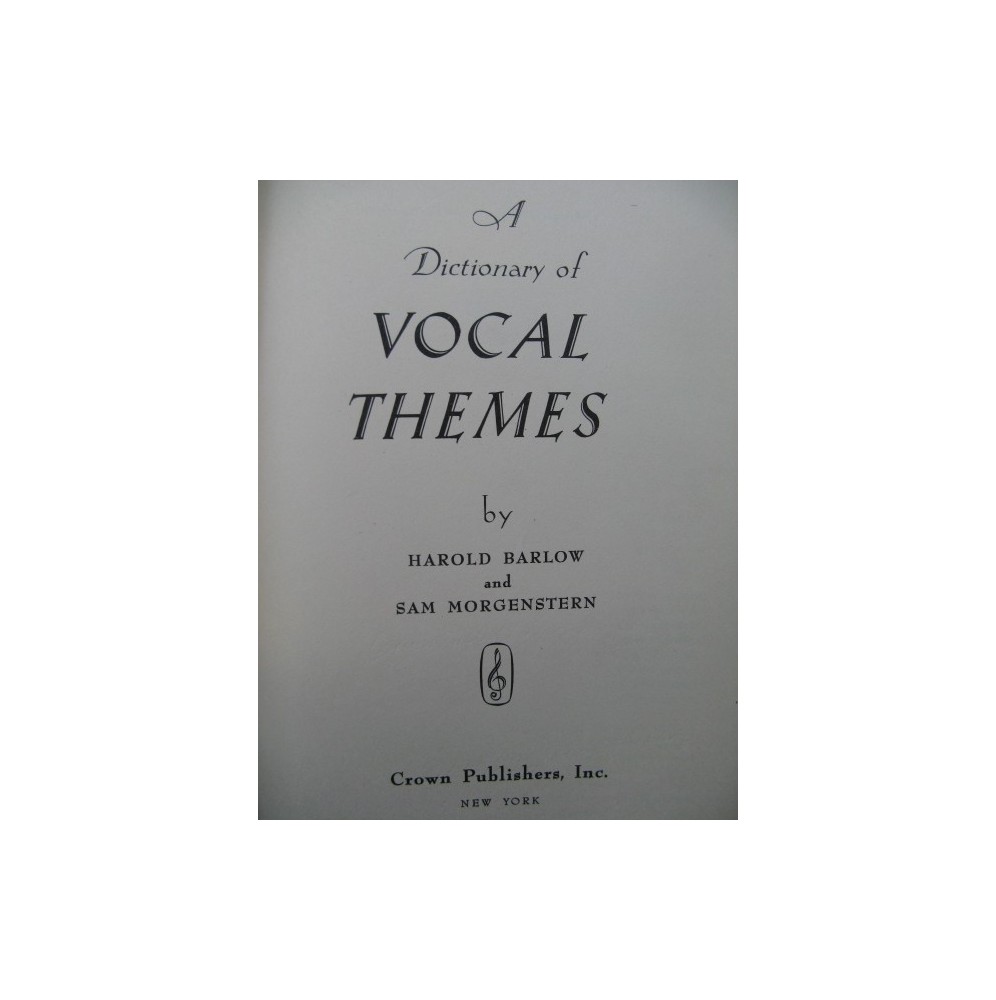 A Dictionary of Vocal Themes Chant 1950