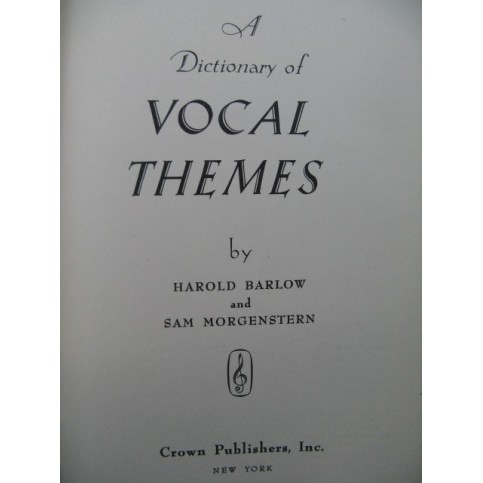 A Dictionary of Vocal Themes Chant 1950