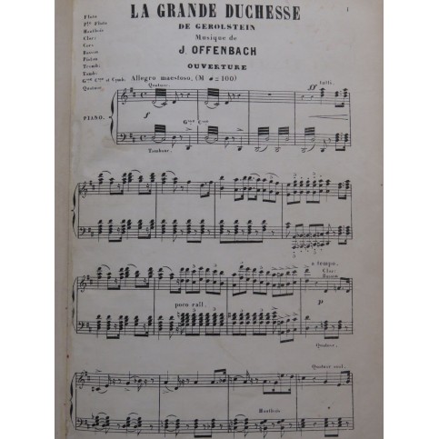 OFFENBACH Jacques La Grande Duchesse de Gerolstein Opéra Piano Chant XIXe