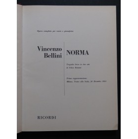 BELLINI Vincenzo Norma Opéra Chant Piano 1977